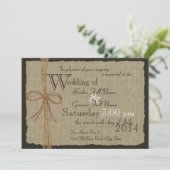 Invitation Burlap rustique et Mariage Twine (Debout devant)