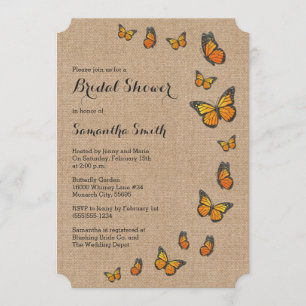Invitation Burlap rustique et papillon