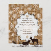 Invitation Burlap rustique, flocons de neige et mariage des c (Devant / Derrière)