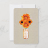 Invitation Burlap Rustique Orange Mason Jarres Table Place Ca (Dos)