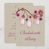 Invitation Burlap Rustique Rose Mason Jars Bachelorette (Devant / Derrière)