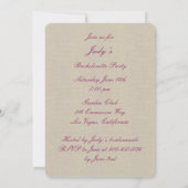 Invitation Burlap Rustique Rose Mason Jars Bachelorette (Dos)