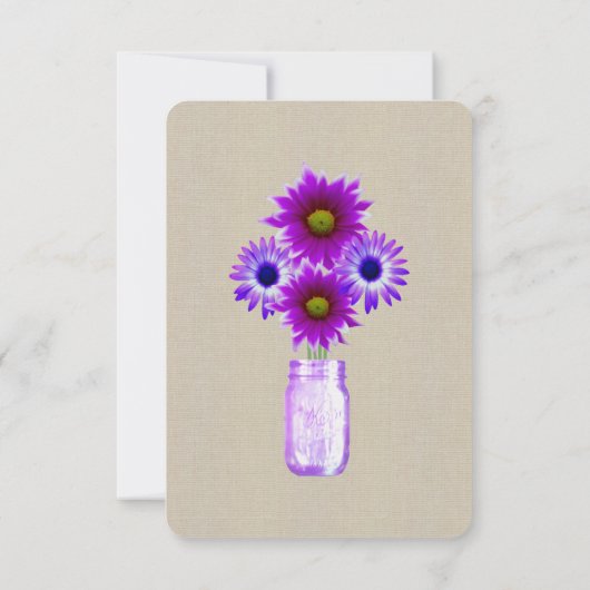 Invitation Burlap Rustique violet Mason jarres Table Place Ca (Dos)