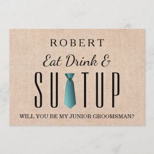 Invitation Burlap Suit-up Seras-tu mon marié ?