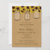 Invitation Burlap Sunflowers Mason Jars Fête des mariées Invi (Devant)