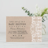 Invitation Burlap & Vintage Lace Baby shower (Debout devant)