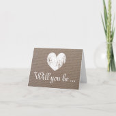 Invitation Burlap Will you be my bridesmaid request cards (Devant)