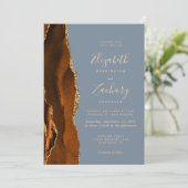 Invitation Burning Orange Agate Or Dusty Blue Mariage (Debout devant)