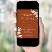 Invitation Burning orange eucalyptus QR code détails mariage