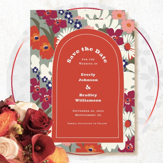 Invitation Burnt Orange Boho Chic Floral Save the Date