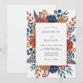 Invitation Burnt Orange Botanical Bloom Wedding (Devant / Derrière)