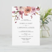 Invitation Burnt Orange Bourgogne Floral Automne Élégant Mari (Debout devant)