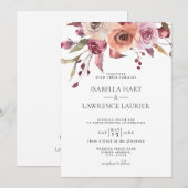 Invitation Burnt Orange Bourgogne Floral Automne Élégant Mari (Devant / Derrière)