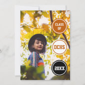 Invitation Burnt Orange Circles Photo Graduation (Devant)