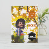 Invitation Burnt Orange Circles Photo Graduation (Debout devant)