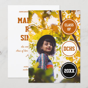 Invitation Burnt Orange Circles Photo Graduation