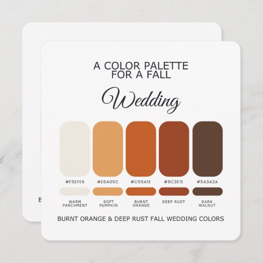 Invitation Burnt Orange Deep Rust Fall Wedding Palette Card (Devant / Derrière)