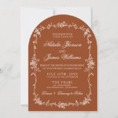 Invitation Burnt Orange Floral Boho Terracotta Arched Wedding (Devant)