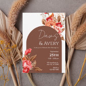 Invitation Burnt Orange Floral Boho Wedding Invite