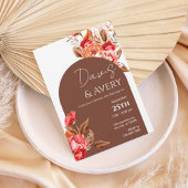 Invitation Burnt Orange Floral Boho Wedding Invite