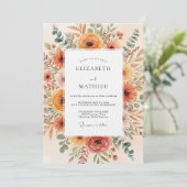 Invitation Burnt Orange Floral Brushstroke Wedding (Debout devant)
