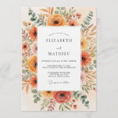 Invitation Burnt Orange Floral Brushstroke Wedding (Devant)