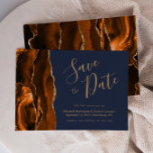 Invitation Burnt Orange Gold Agate Marine Bleu Enregistrer la