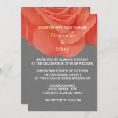 Invitation Burnt Orange Grey Floral Moderne Mariage élégant (Devant / Derrière)