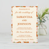 Invitation Burnt Orange Ivory Floral Monogram Photo Wedding (Debout devant)