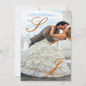 Invitation Burnt Orange Ivory Floral Monogram Photo Wedding (Dos)