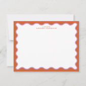 Invitation Burnt Orange & Lavender Wavy Border Note Card (Devant)