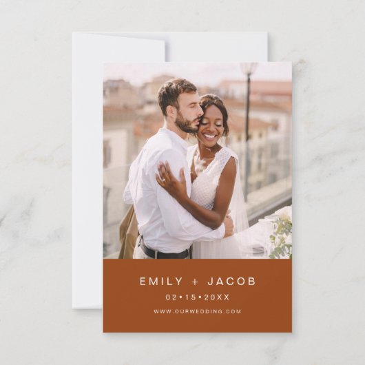 Invitation Burnt Orange Le Mariage du Mariage de photos (Dos)