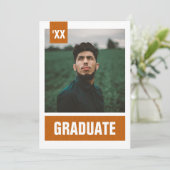 Invitation Burnt Orange Modern Textured Photo Graduation (Debout devant)