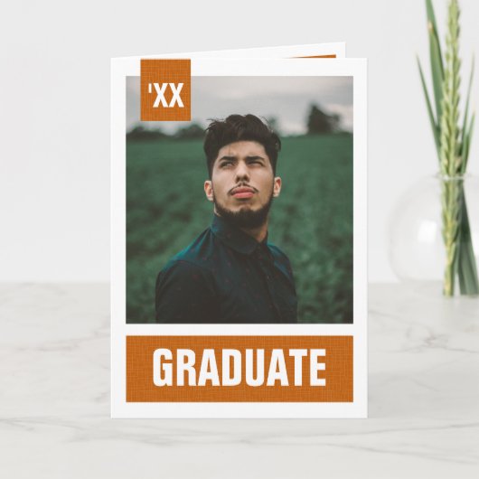 Invitation Burnt Orange Modern Textured Photo Graduation (Devant)