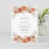Invitation Burnt Orange Painterly Blossom Wedding (Debout devant)