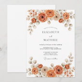 Invitation Burnt Orange Painterly Blossom Wedding (Devant / Derrière)