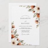 Invitation Burnt Orange Painterly Flora Wedding (Devant / Derrière)