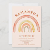 Invitation Burnt Orange Retro Boho Rainbow 10e anniversaire (Devant)