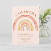Invitation Burnt Orange Retro Boho Rainbow 10e anniversaire (Debout devant)