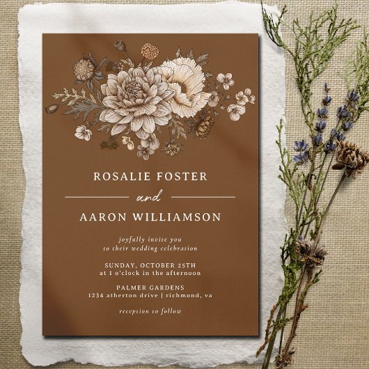 Invitation Burnt Orange Sienna | Elegant Mariage floral Boho