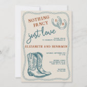 Invitation Burnt Orange Teal Cream Western Horseshoe Wedding (Devant)