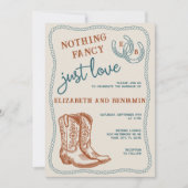 Invitation Burnt Orange Teal Cream Western Horseshoe Wedding (Devant)