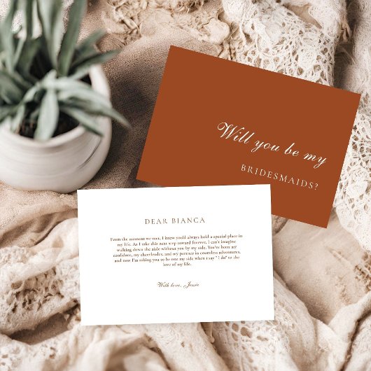 Invitation Burnt Orange Terracotta Bridesmaid Proposal Card