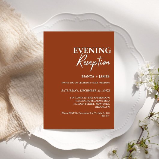 Invitation Burnt Orange Terracotta Rustique Réception De Mari