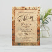 Invitation Burnt Sienna Boho Floral Stylish Script Wedding (Debout devant)