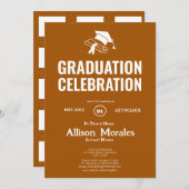 Invitation Burnt Sienna Classique Simple Classic Graduation (Devant / Derrière)