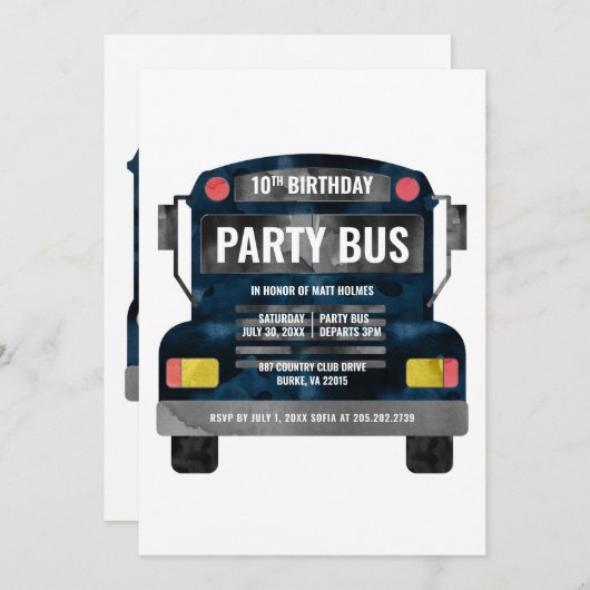 Invitation Bus de fête (Devant / Derrière)