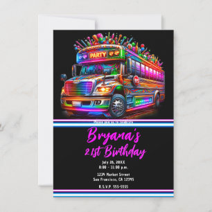 Invitation Bus de fête amusant lumières brillantes clignotant