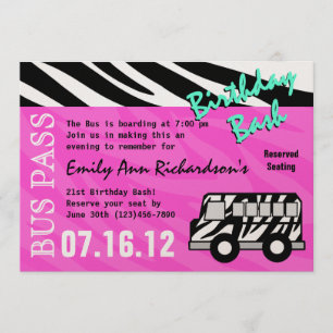 Invitation Bus de fête Anniversaire Bash