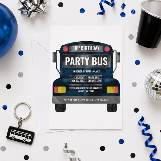Invitation Bus de fête d'anniversaire